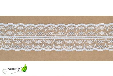 Spitzenband 45mm mit beidseitiger Bogenkante 10m Weiß