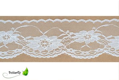 Spitzenband 60mm mit Blumen Motiv 10m Weiß