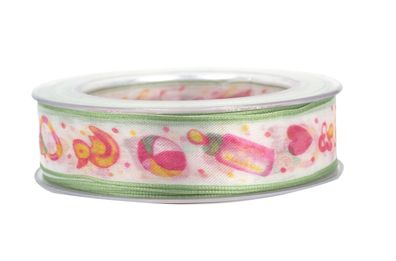 Organzaband 25mm Baby Motive 1 Meter pink