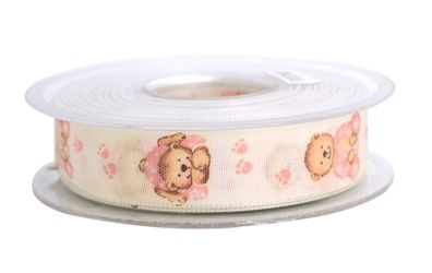 Dekoband 25mm Baby Bär 1 Meter rosa