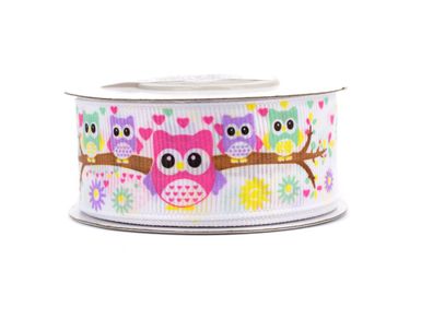 Ripsband 25mm Eulen, 10 Meter
