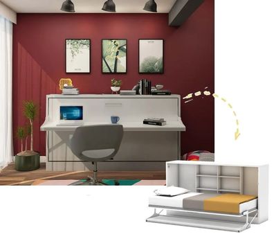 Multimo LIFE TABLE Wandbett m. Schreibtisch & Regale, 90x190 cm