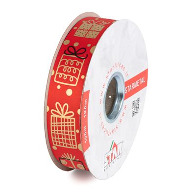 Geschenkband Ringelband Geschenke 19mm rot, 50 Meter