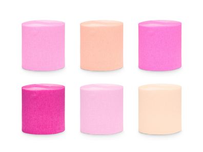 Krepppapier Rollen 5cm x 10m 6er Set Rosa / Apricot