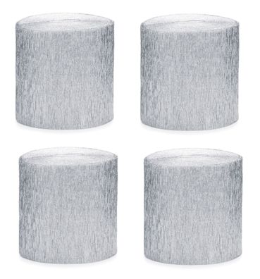 Krepppapier Rollen 5cm x 10m 4er Set Silber metallic