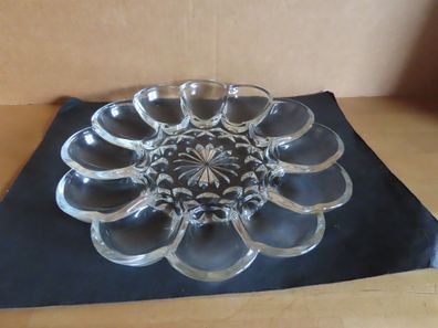 Eierplatte Servierplatte Eierkabarett Glas rund für 12 Eier