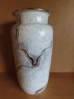 Vase Keramik grau-blau mit Goldmuster E. Langert 2001 ca. 24,5cm H