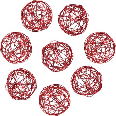 8er-Set Drahtball rot Streudeko Tischdekoration (Gr. 3cm)