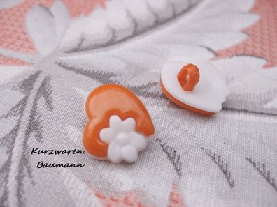 1Kunststoffkinderknopf Herz orange 14x10mm Öse 3mm Nr 1202