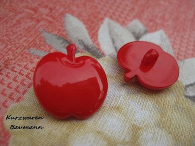 1Kunststoffkinderknopf Apfel rot 18x6mm Öse 3mm Nr 1212