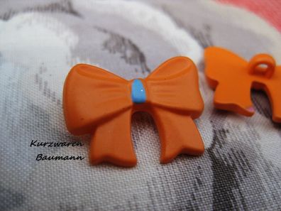 1Kunststoffkinderknopf orange Schleife 20x16x8mm Öse 3mm Nr 1208