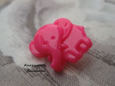 1Kunststoffkinderknopf Elefant pink 15x 7mm Öse 4mm Nr 1218