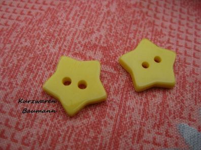 1Kunststoffkinderknopf Stern gelb 15x 2mm 2Loch a 2mm Nr 1235