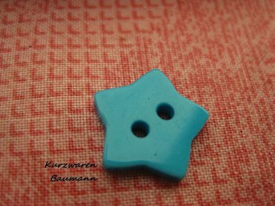 1Kunststoffkinderknopf Stern türkis 15x 2mm 2Loch a 2mm Nr 1216