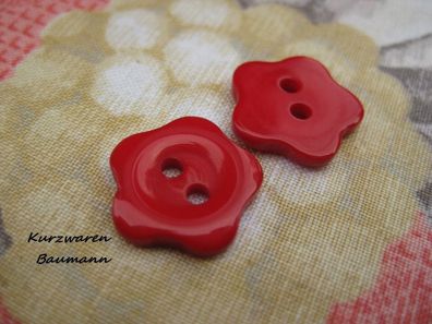 1Kunststoffkinderknopf Blüte rot 12x 2mm 2Loch a 2mm Nr 1213