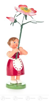 Ostern &amp; Frühjahr Blumenmädchen mit Heckenrose H=ca 11 cm NEU Erzgebirge