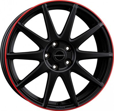 2x Borbet GTX black matt rim red 8x19 ET50 - LK5/114.3 ML72.5 Felge Alu