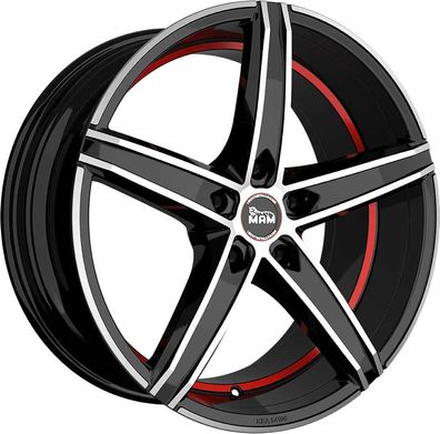 2x MAM OX-18 black front polish red inside 8.5x19 ET45 - LK5/114.3 ML72.6 Felge Alu