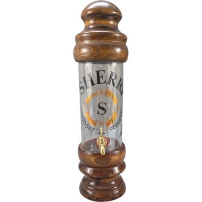 Sherry Holz-Glas Getränke-Spender mit Hahn 36cm (Gr. 36cm)
