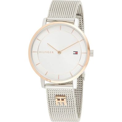 Tommy Hilfiger Analog Quarzuhr für Damen Edelstahl-Mesh Gliederarmband