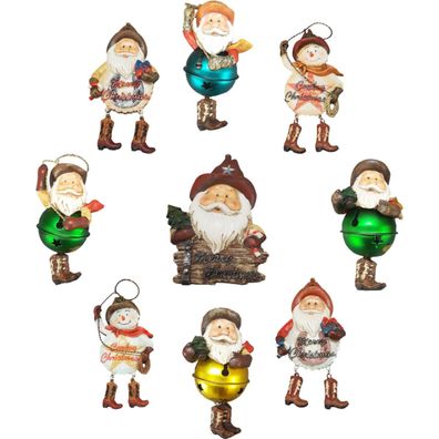 9er Set Western Figuren für Weihnachten zum aufhängen (Gr. 13-14cm)