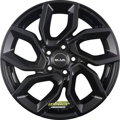 2x Mak Apollo gloss black 7x17 ET25 - LK4/108 ML65.1 Felge Alu