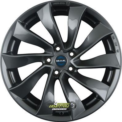 2x Mak Solar gloss gun metallic 8.5x18 ET40 - LK5/114.3 ML64.1 Felge Alu