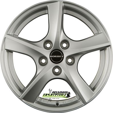 4x Borbet TL brilliant silver 5-Speiche 5.5x15 ET38 - LK5/100 ML57.06 Felge Alu