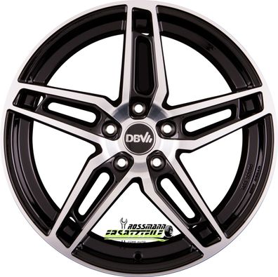 4x DBV 5DS 005 schwarz glänzend poliert 6.5x16 ET41 - LK5/112 ML57.1 Felge Alu