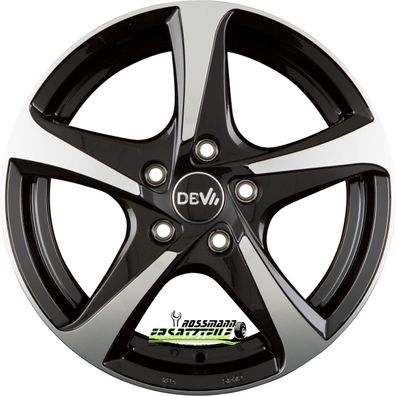 4x DBV 5SP 001 schwarz glänzend front poliert 6x15 ET43 - LK5/114.3 ML74.1 Felge Alu