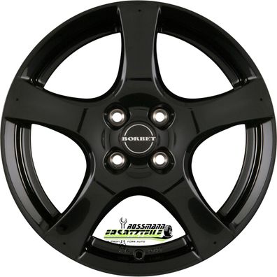 4x Borbet F black glossy 6.5x16 ET35 - LK4/98 ML64 Felge Alu