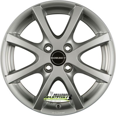 4x Borbet LV4 crystal silver 7x16 ET38 - LK4/108 ML72.5 Felge Alu