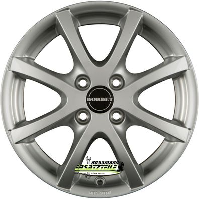 4x Borbet LV4 crystal silver 6.5x15 ET20 - LK4/108 ML65.1 Felge Alu