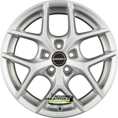 4x Borbet Y crystal silver 6.5x16 ET40 - LK5/108 ML72.5 Felge Alu
