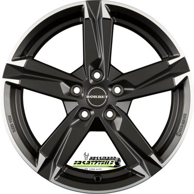 4x Borbet T10 matt black polished 6.5x16 ET42 - LK5/112 ML57.1 Felge Alu