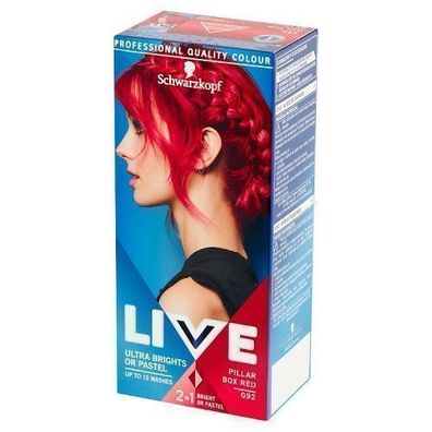 Schwarzkopf Live Ultra Brights oder Pastell Haartoenung 092 Lebhaftes Rot - 150 m