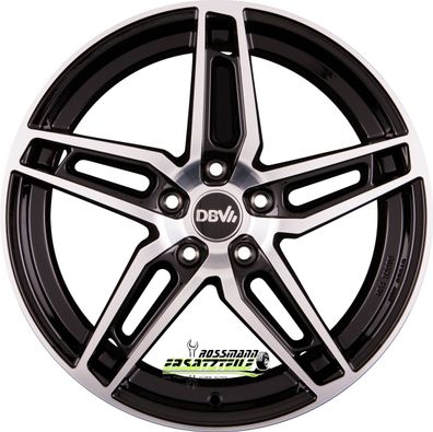 4x DBV 5DS 005 schwarz glänzend poliert 7x17 ET48 - LK5/112 ML70.1 Felge Alu