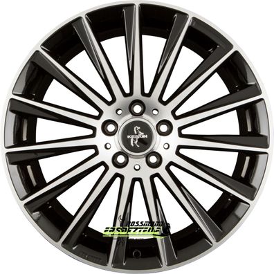 4x Keskin KT18 Turbo black front polish 7x17 ET48 - LK5/108 ML72.6 Felge Alu