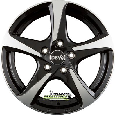 4x DBV 5SP 001 schwarz glänzend front poliert 7x16 ET48 - LK5/114.3 ML74.1 Felge Alu