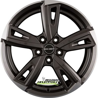 4x Borbet BU1 mistral anthracite glossy polished 7.5x17 ET50 - LK5/100 ML57.06 Felge