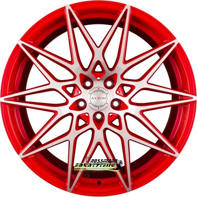4x Axxion AX9 kirschrot hochglanzpoliert 9x21 ET30 - LK5/120 ML76.9 Felge Alu
