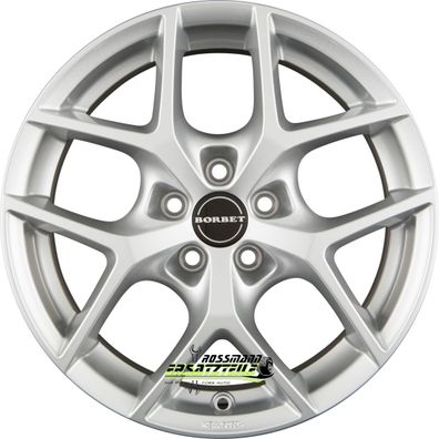 4x Borbet Y crystal silver 7.5x17 ET37 - LK5/112 ML66.5 Felge Alu