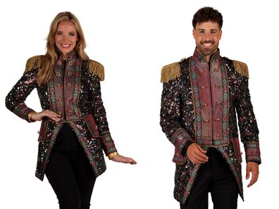 edle Pailletten Jacke Damen Herren Uniform Gehrock hochwertig Karneval Fasching