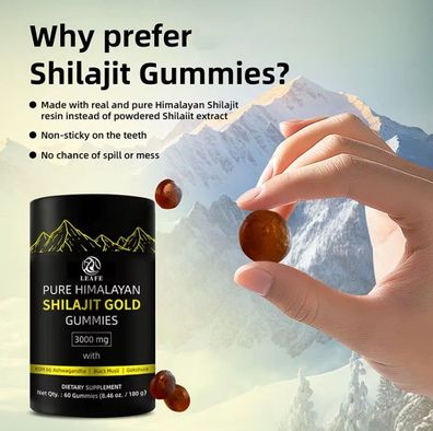 Reines Shilajit-Harz Reines Himalaya-Shilajit-Gummies Veganes Gold 3000 mg Hochw