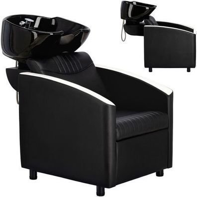 Friseurwaschanlage Cruz mit beweglicher Keramikschüssel und Armatur für Friseursalon