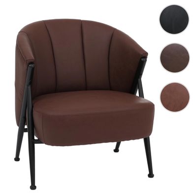 Sessel HWC-P30, Cocktail-/Clubsessel Vintage Retro Industrial Metall Kunstleder