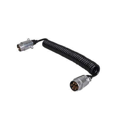 Spiralkabel 4,5 m 7-polig - Anhängerkabel 12V mit 2x Alu-Stecker Verbindungskabel PKW