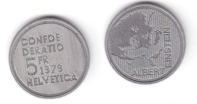 5 Franken Nickel Münze Schweiz 1979 Albert Einstein (113590)