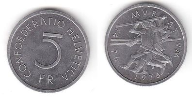 5 Franken Nickel Münze Schweiz 1976 500 Jahrestag d. Schlacht bei Murten(112951)