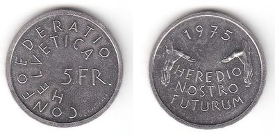 5 Franken Nickel Münze Schweiz 1975 Europäisches Denkmalschutzjahr (113023)